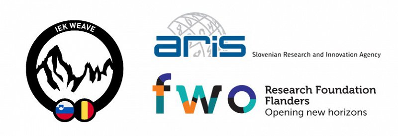 Logotip projekta IEK Weave ter financerjev ARIS in FWO Logotip projekta IEK Weave ter financerjev ARIS in FWO